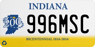 IN license plate 996MSC