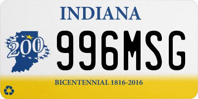 IN license plate 996MSG