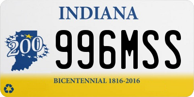 IN license plate 996MSS