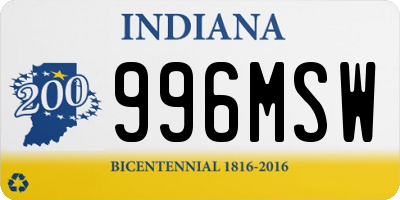 IN license plate 996MSW