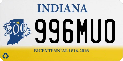 IN license plate 996MUO