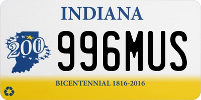 IN license plate 996MUS