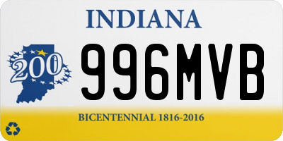 IN license plate 996MVB