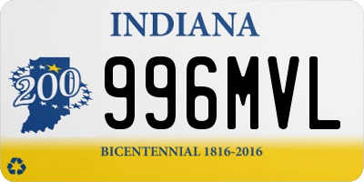 IN license plate 996MVL