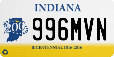 IN license plate 996MVN