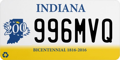 IN license plate 996MVQ