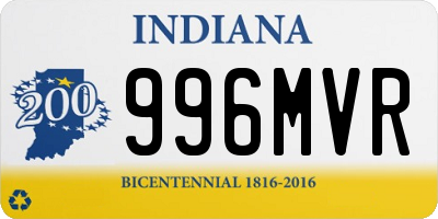 IN license plate 996MVR