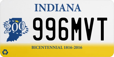 IN license plate 996MVT