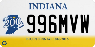 IN license plate 996MVW