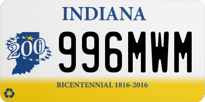 IN license plate 996MWM