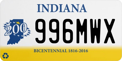 IN license plate 996MWX