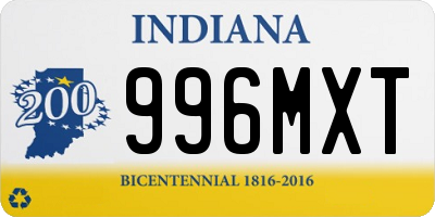 IN license plate 996MXT