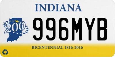 IN license plate 996MYB