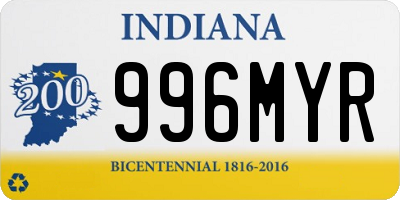 IN license plate 996MYR