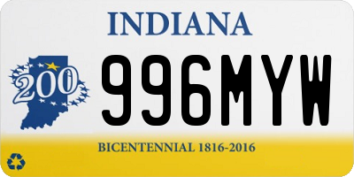 IN license plate 996MYW