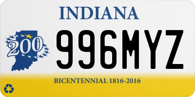 IN license plate 996MYZ