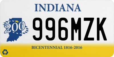 IN license plate 996MZK