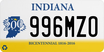 IN license plate 996MZO