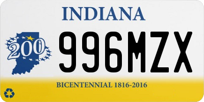 IN license plate 996MZX