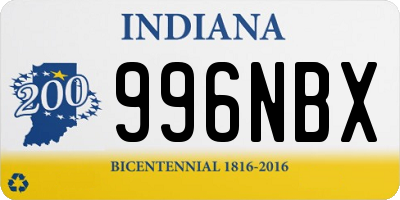 IN license plate 996NBX