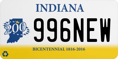 IN license plate 996NEW