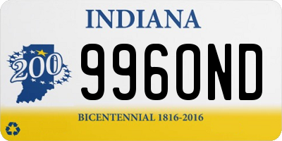 IN license plate 996OND