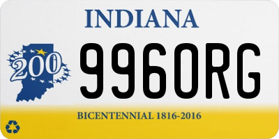 IN license plate 996ORG