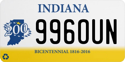 IN license plate 996OUN