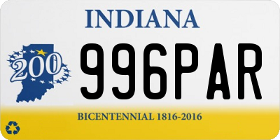 IN license plate 996PAR