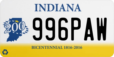 IN license plate 996PAW