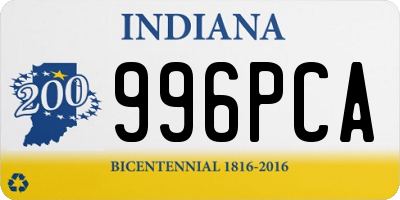 IN license plate 996PCA