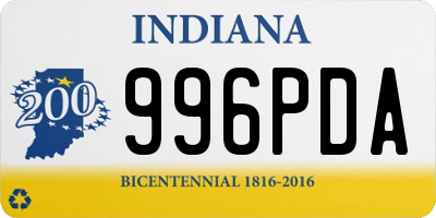 IN license plate 996PDA