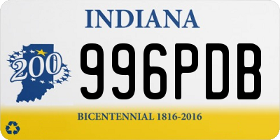 IN license plate 996PDB