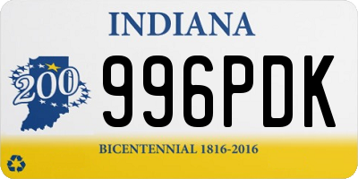 IN license plate 996PDK