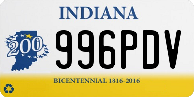 IN license plate 996PDV