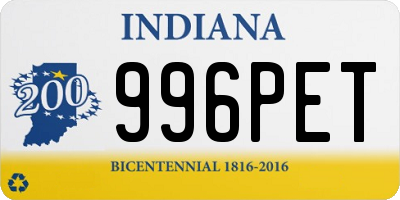 IN license plate 996PET