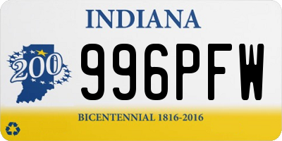 IN license plate 996PFW