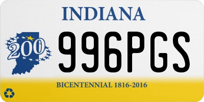 IN license plate 996PGS