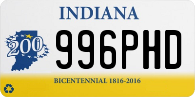 IN license plate 996PHD