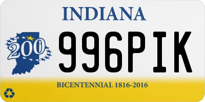 IN license plate 996PIK