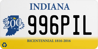 IN license plate 996PIL