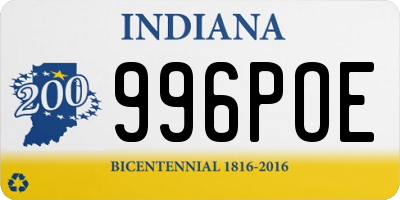 IN license plate 996POE