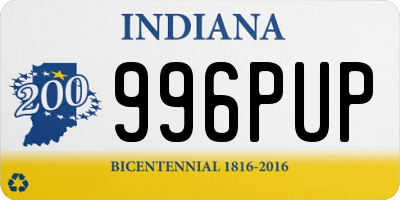 IN license plate 996PUP