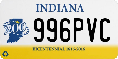 IN license plate 996PVC