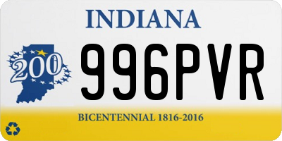 IN license plate 996PVR