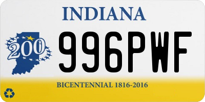 IN license plate 996PWF