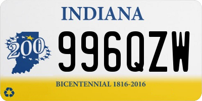 IN license plate 996QZW