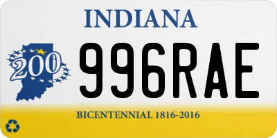 IN license plate 996RAE