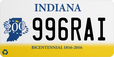 IN license plate 996RAI