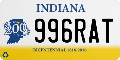 IN license plate 996RAT